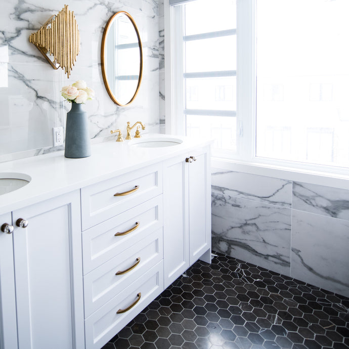 Contemporary Vanity Unit Double Basin with Multiple Drawers